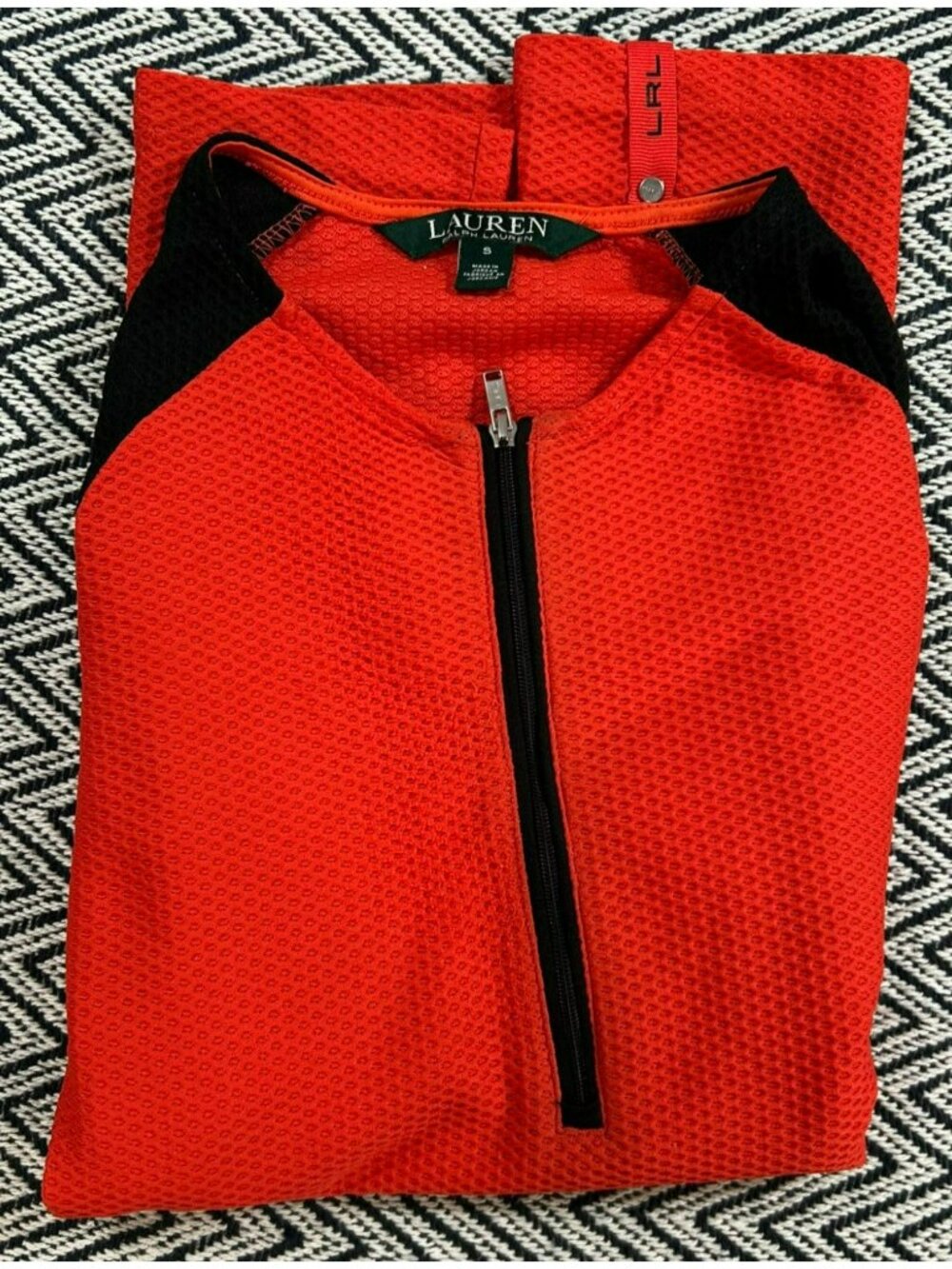Lauren Ralph Lauren Women's Small Red Black Performance Long-Sleeve 1/4 Zip Pull - Picture 7 of 7